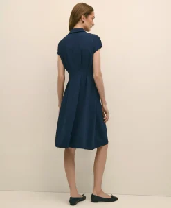 A-Line Pleated Shirt Dress