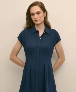 A-Line Pleated Shirt Dress