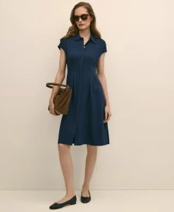 A-Line Pleated Shirt Dress