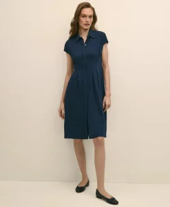 A-Line Pleated Shirt Dress