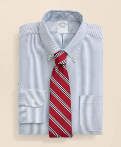 American-Made Oxford Cloth Button-Down Stripe Dress Shirt