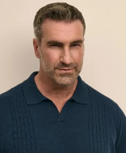 Big & Tall Cotton Cable Johnny Collar Sweater