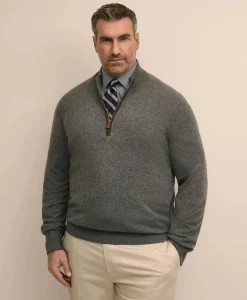 Big & Tall 3-Ply Cashmere Quarter-Zip Sweater