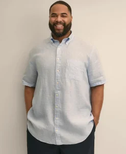 Big & Tall Sport Shirt,Short-Sleeve Irish Linen
