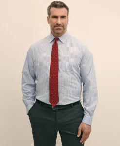 Big & Tall Stretch Cotton Broadcloth Non-Iron Ainsley Collar Glen Plaid, Dress Shirt