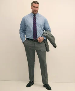 Big & Tall Stretch Cotton Broadcloth Non-Iron Ainsley Collar Windowpane, Dress Shirt