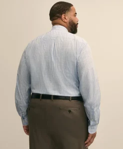 Big & Tall Stretch Cotton Non-Iron Poplin Ainsley Collar, Check Dress Shirt