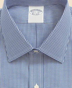 Big & Tall Stretch Supima® Cotton Non-Iron Pinpoint Oxford Ainsley Collar, Gingham Dress Shirt