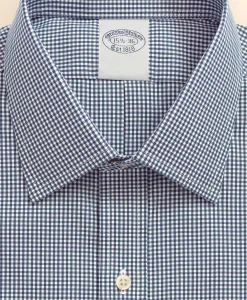 Big & Tall Stretch Supima® Cotton Non-Iron Pinpoint Oxford Ainsley Collar, Gingham Dress Shirt