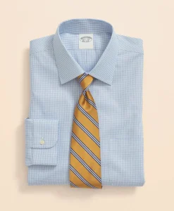 Big & Tall Stretch Supima® Cotton Non-Iron Pinpoint Oxford Ainsley Collar, Gingham Dress Shirt