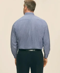 Big & Tall Stretch Supima® Cotton Non-Iron Pinpoint Oxford Ainsley Collar, Gingham Dress Shirt
