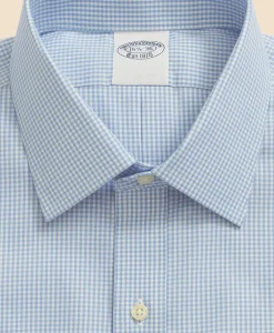 Big & Tall Stretch Supima® Cotton Non-Iron Pinpoint Oxford Ainsley Collar, Gingham Dress Shirt