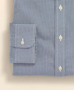 Big & Tall Stretch Supima® Cotton Non-Iron Pinpoint Oxford Ainsley Collar, Gingham Dress Shirt