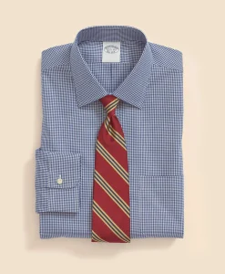 Big & Tall Stretch Supima® Cotton Non-Iron Pinpoint Oxford Ainsley Collar, Gingham Dress Shirt
