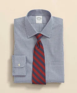 Big & Tall Stretch Supima® Cotton Non-Iron Pinpoint Oxford Ainsley Collar, Gingham Dress Shirt