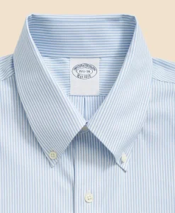 Big & Tall Stretch Supima® Cotton Non-Iron Pinpoint Oxford Button-Down Collar, Candy Stripe Dress Shirt