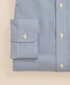 Big & Tall Stretch Supima® Cotton Non-Iron Pinpoint Oxford Button-Down Collar, Candy Stripe Dress Shirt