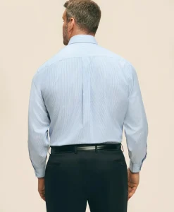 Big & Tall Stretch Supima® Cotton Non-Iron Pinpoint Oxford Button-Down Collar, Candy Stripe Dress Shirt