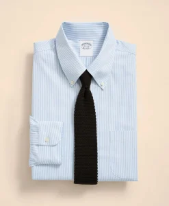Big & Tall Stretch Supima® Cotton Non-Iron Pinpoint Oxford Button-Down Collar, Candy Stripe Dress Shirt