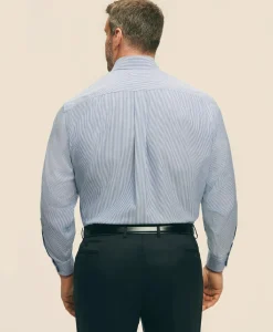 Big & Tall Stretch Supima® Cotton Non-Iron Pinpoint Oxford Button-Down Collar, Candy Stripe Dress Shirt