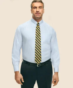 Big & Tall Stretch Supima® Cotton Non-Iron Pinpoint Oxford Button-Down Collar, Candy Stripe Dress Shirt