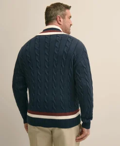Big & Tall Supima® Cotton Cable Tennis Sweater