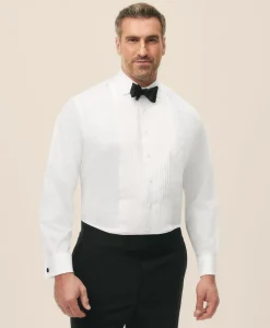 Big & Tall Supima® Cotton Poplin English Collar, 10-Pleat Tuxedo Shirt