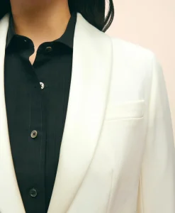 Black Fleece Peak Lapel Dinner Jacket in Merino Wool-Silk Faille