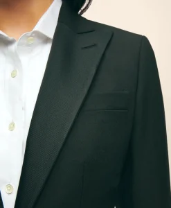 Black Fleece Peak Lapel Dinner Jacket in Merino Wool-Silk Faille