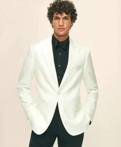 Black Fleece Peak Lapel Dinner Jacket in Silk Dupioni