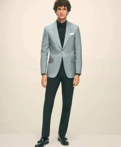 Black Fleece Pleated Londoner Collar Tuxedo Shirt in Sea Island Cotton