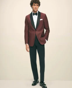 Black Fleece Satin Shawl Collar Dinner Jacket in Silk Hopsack