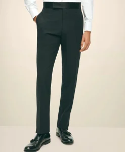 Black Fleece Tuxedo Pants in Wool-Silk