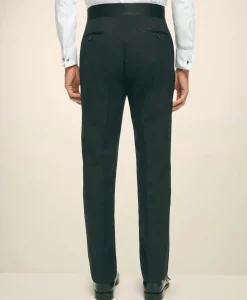 Black Fleece Tuxedo Pants in Wool-Silk
