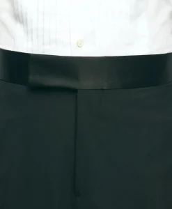 Black Fleece Tuxedo Pants in Wool-Silk