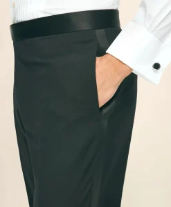 Black Fleece Tuxedo Pants in Wool-Silk