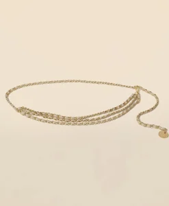B-Low the Belt Gold-Tone Chain & Leather Waist Belt