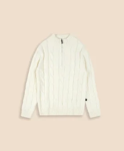 Boys Cotton Cable Knit Quarter-Zip Sweater