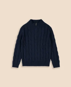 Boys Cotton Cable Knit Quarter-Zip Sweater