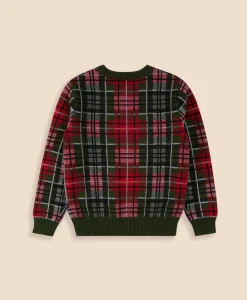 Boys Cotton Jacquard Tartan Sweater