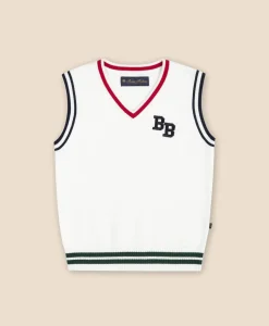 Boys Cotton Jacquard Varsity Sweater Vest