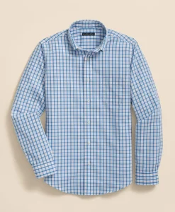 Boys Non-Iron Broadcloth Polo Button-Down Collar Check Sport Shirt