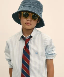 Boys Non-Iron Stretch Cotton Striped Oxford Sport Shirt