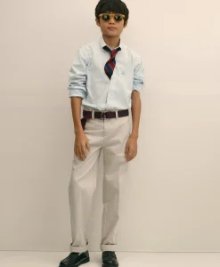 Boys Non-Iron Stretch Cotton Striped Oxford Sport Shirt