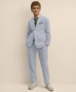 Boys Prep Stretch Cotton Seersucker Suit Jacket
