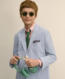 Boys Prep Stretch Cotton Seersucker Suit Jacket