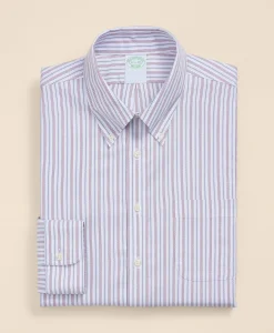 Brooks Brothers Explorer Collection Non-Iron Twill Button Down Collar, Striped Dress Shirt