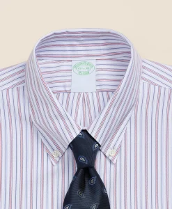 Brooks Brothers Explorer Collection Non-Iron Twill Button Down Collar, Striped Dress Shirt