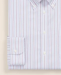 Brooks Brothers Explorer Collection Non-Iron Twill Button Down Collar, Striped Dress Shirt