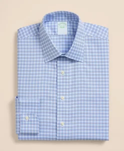 Brooks Brothers Explorer Collection Non-Iron Twill Ainsley Collar, Check Dress Shirt